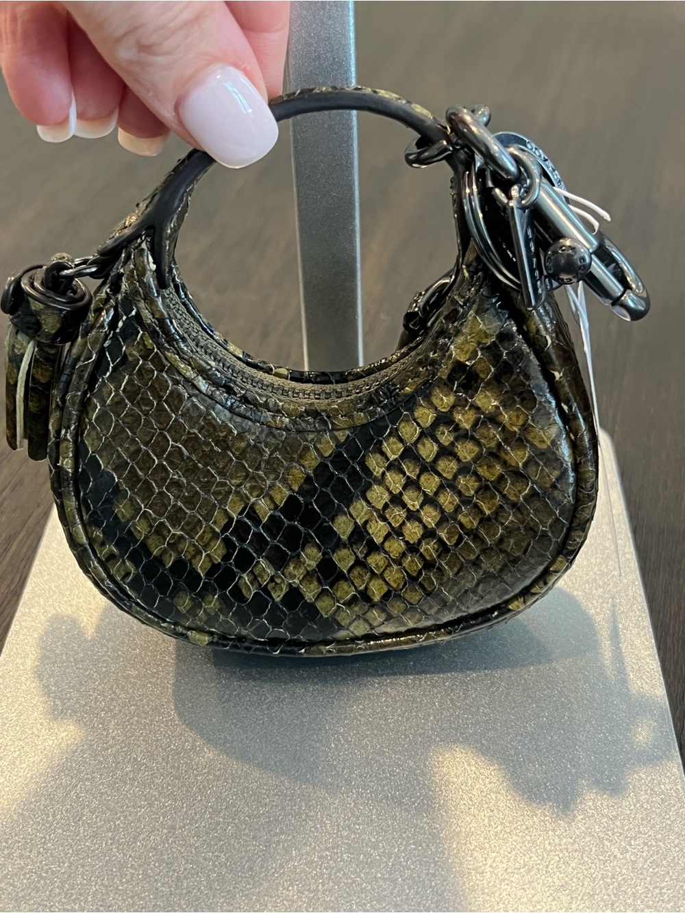 NWT Coach Mini Carmen Bag Charm Snakeprint/Gunmetal - Picture 2 of 8